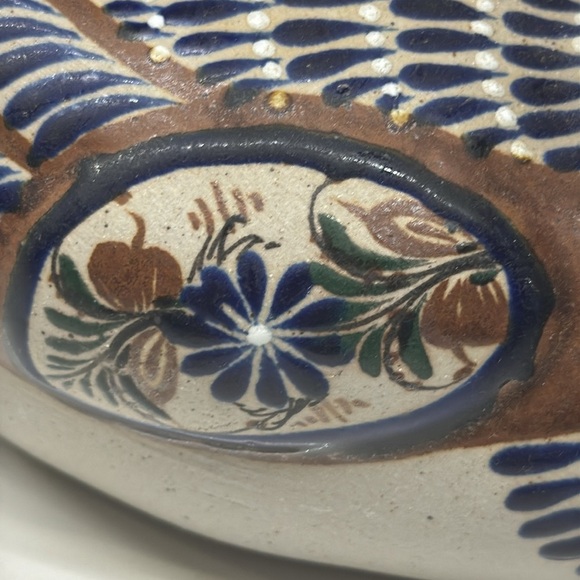 Vintage Mexican Tonala Pottery Duck Mateos Mostado Cobalt Blue Figure Figurine - Picture 2 of 10